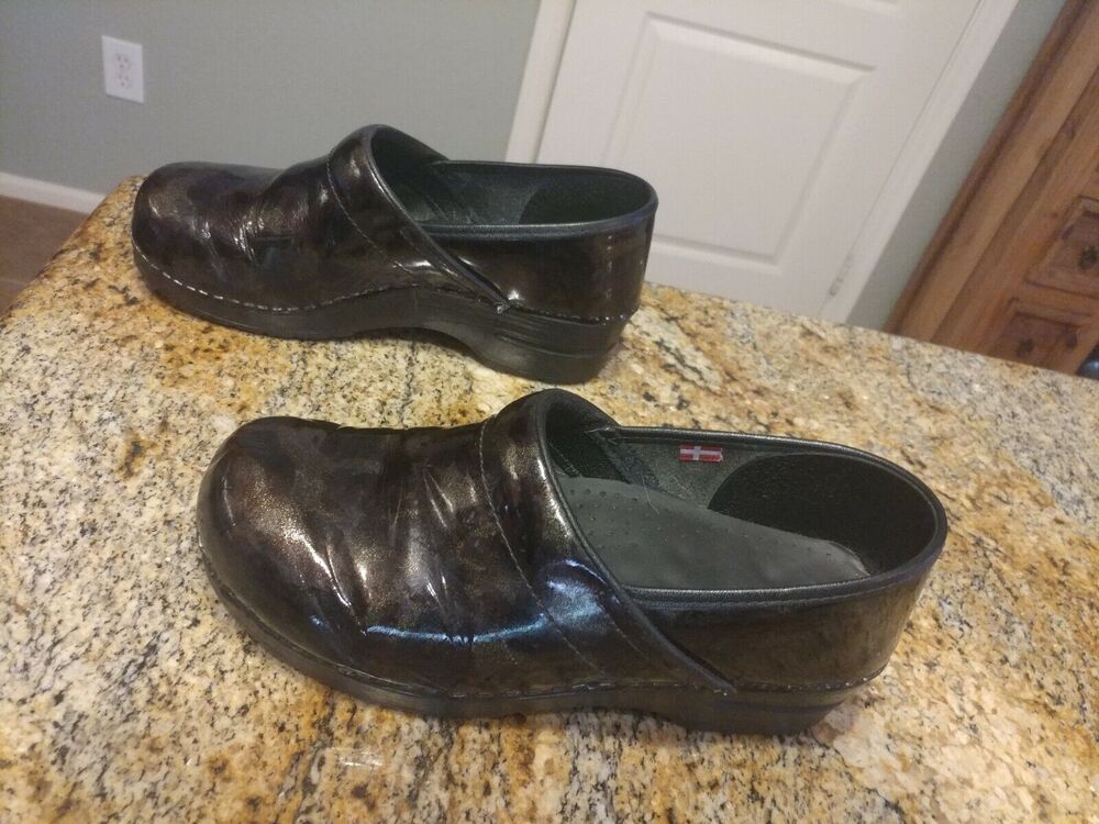 Sanita Women's Nurse Shoes Original Danish Clog Brown Sparkle Print US 9.5 EU 40